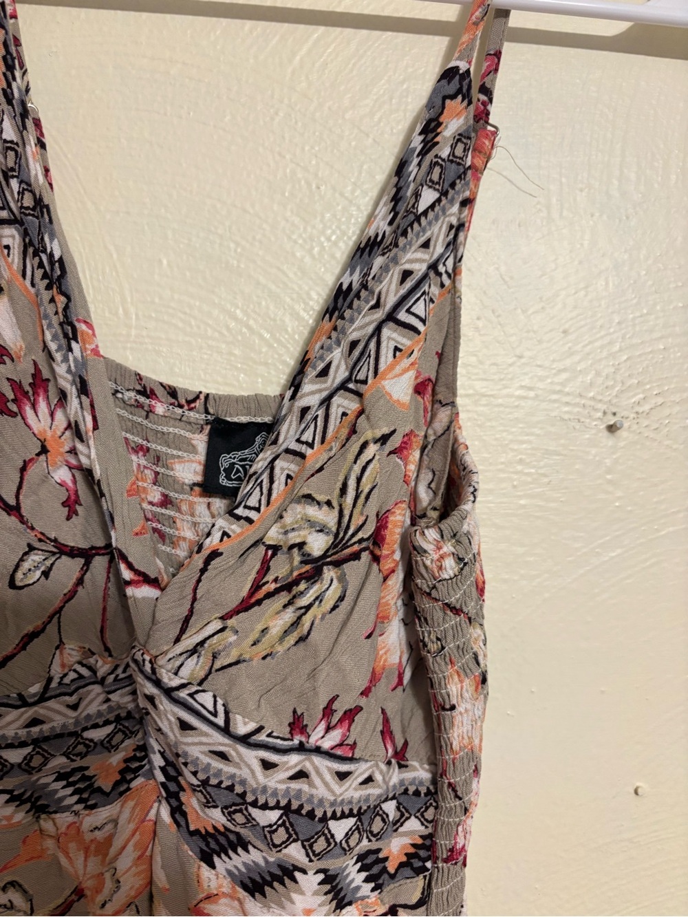 Angie Boho Floral Maxi Dress M Smocked Back Sleeveless Rayon Festival - Picture 4 of 8